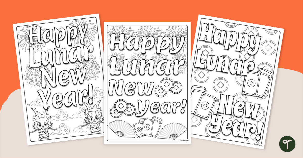 Lunar new year colouring pages teach starter