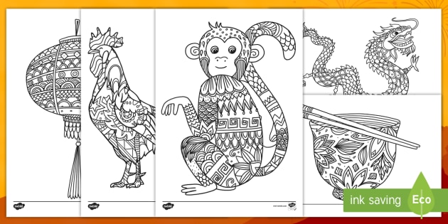 Chinese new year mindfulness louring pages englishmandarin chinese
