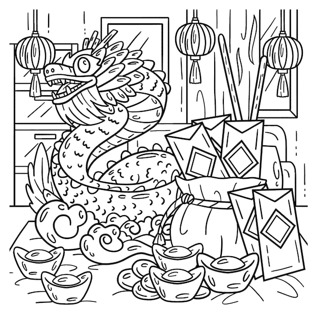 Chinese new year coloring pages images
