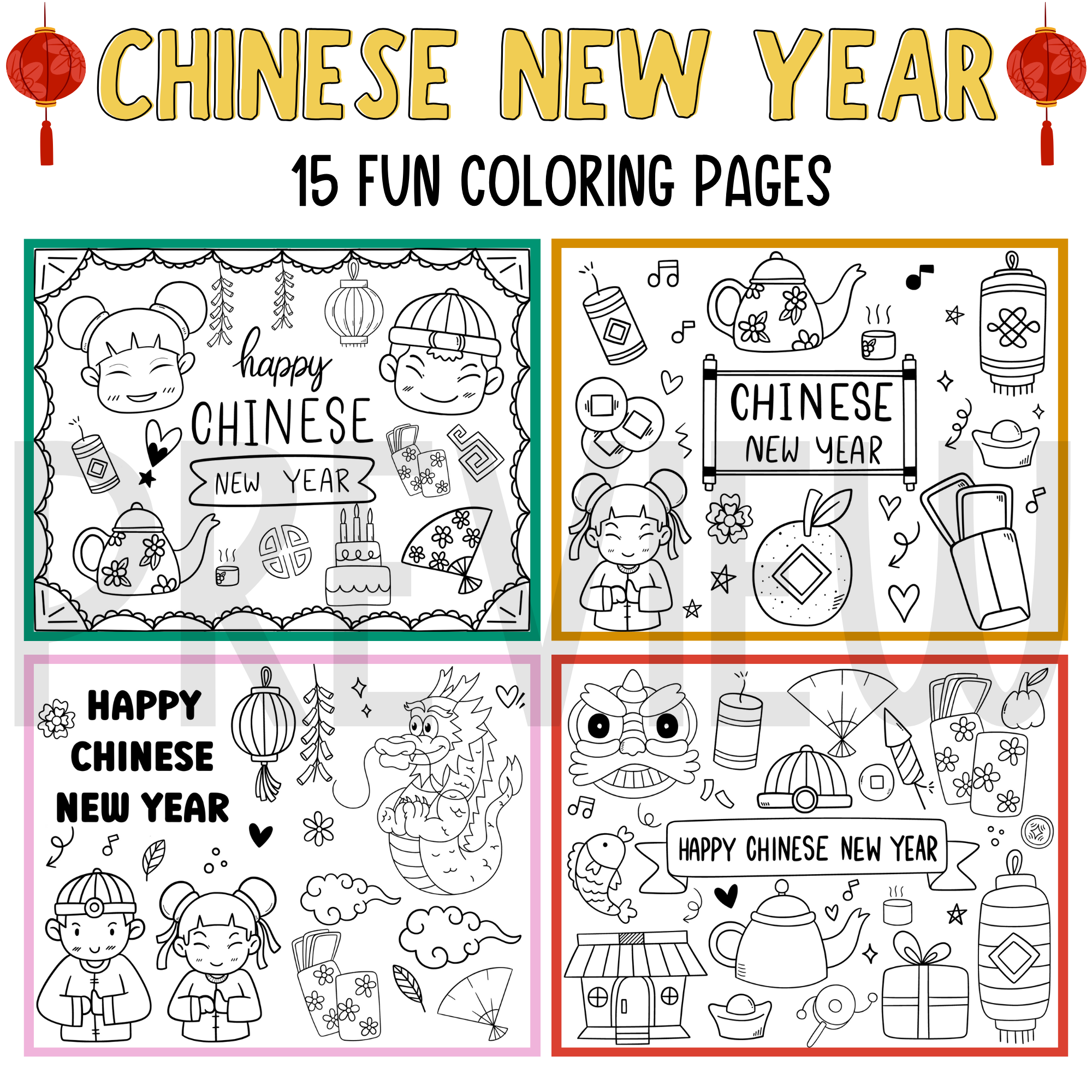 Chinese new year coloring pages lunar new year coloring sheets made by teachers
