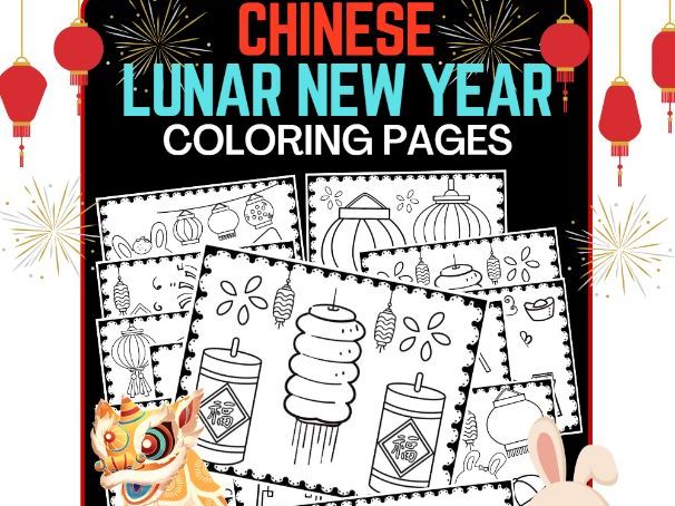 Chinese lunar new year mindfulness coloring activity for kids stress relief teaching resources