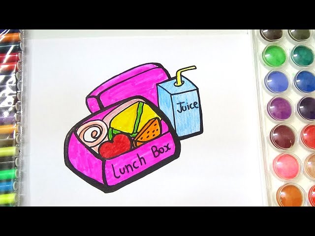 How to draw and color lunch box for kids