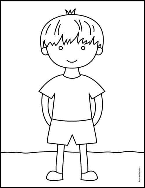 Easy how to draw a boy tutorial video and boy coloring page coloring pages for boys little boy drawing boy coloring