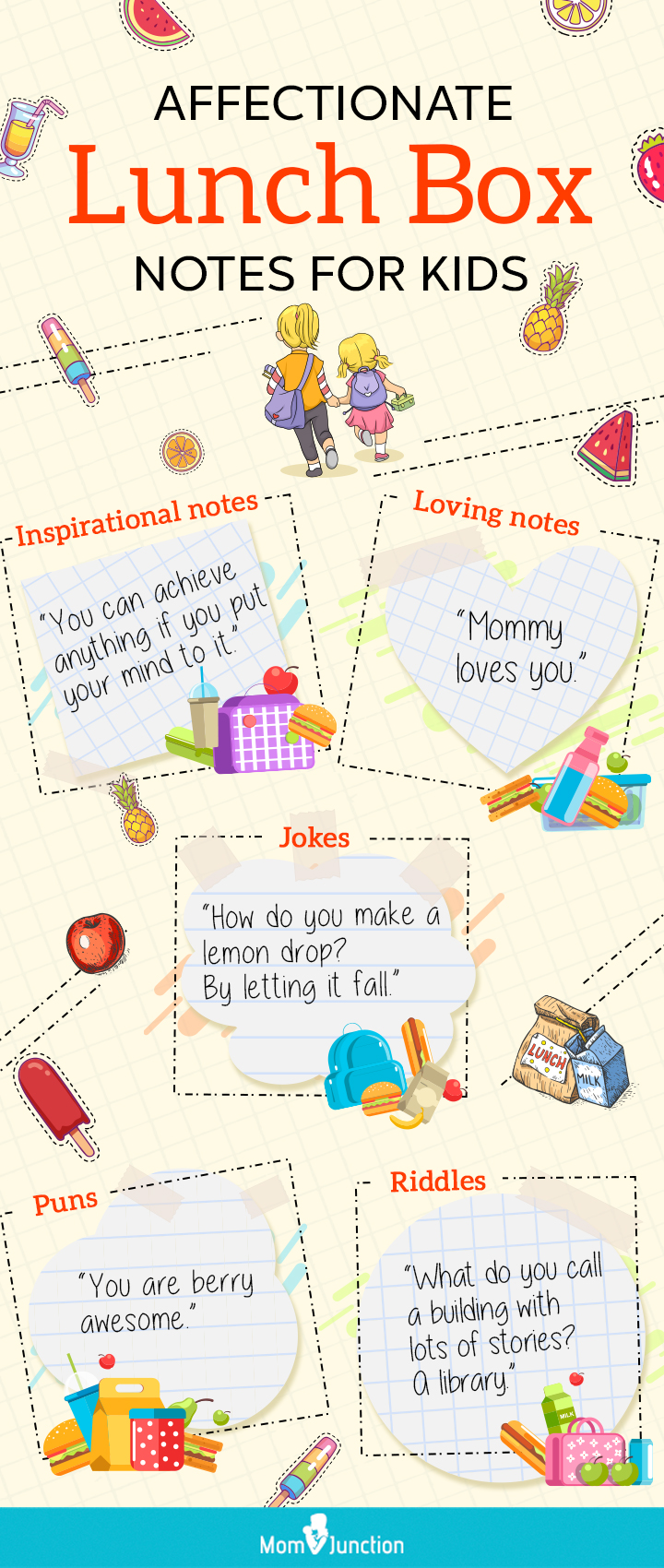 Affectionate lunch box notes for kids to make them happy