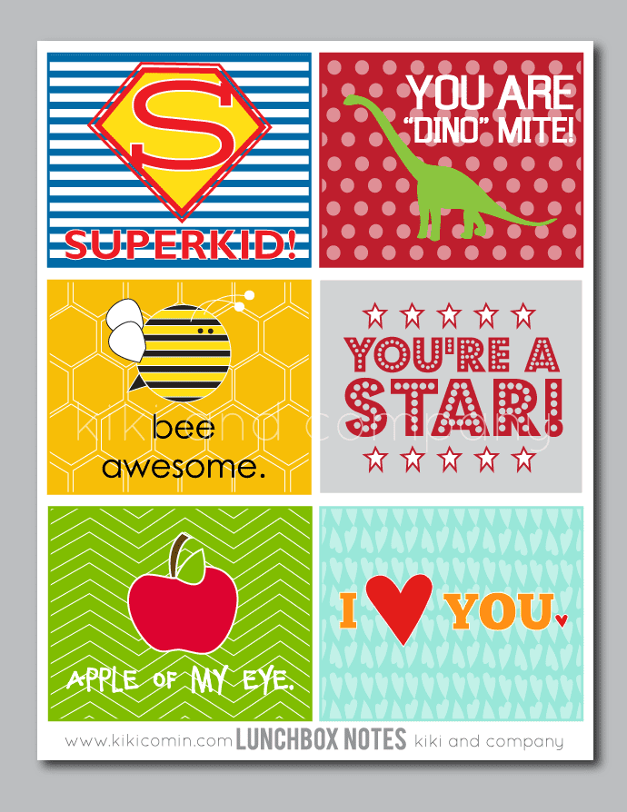 Sets of free lunch box notes
