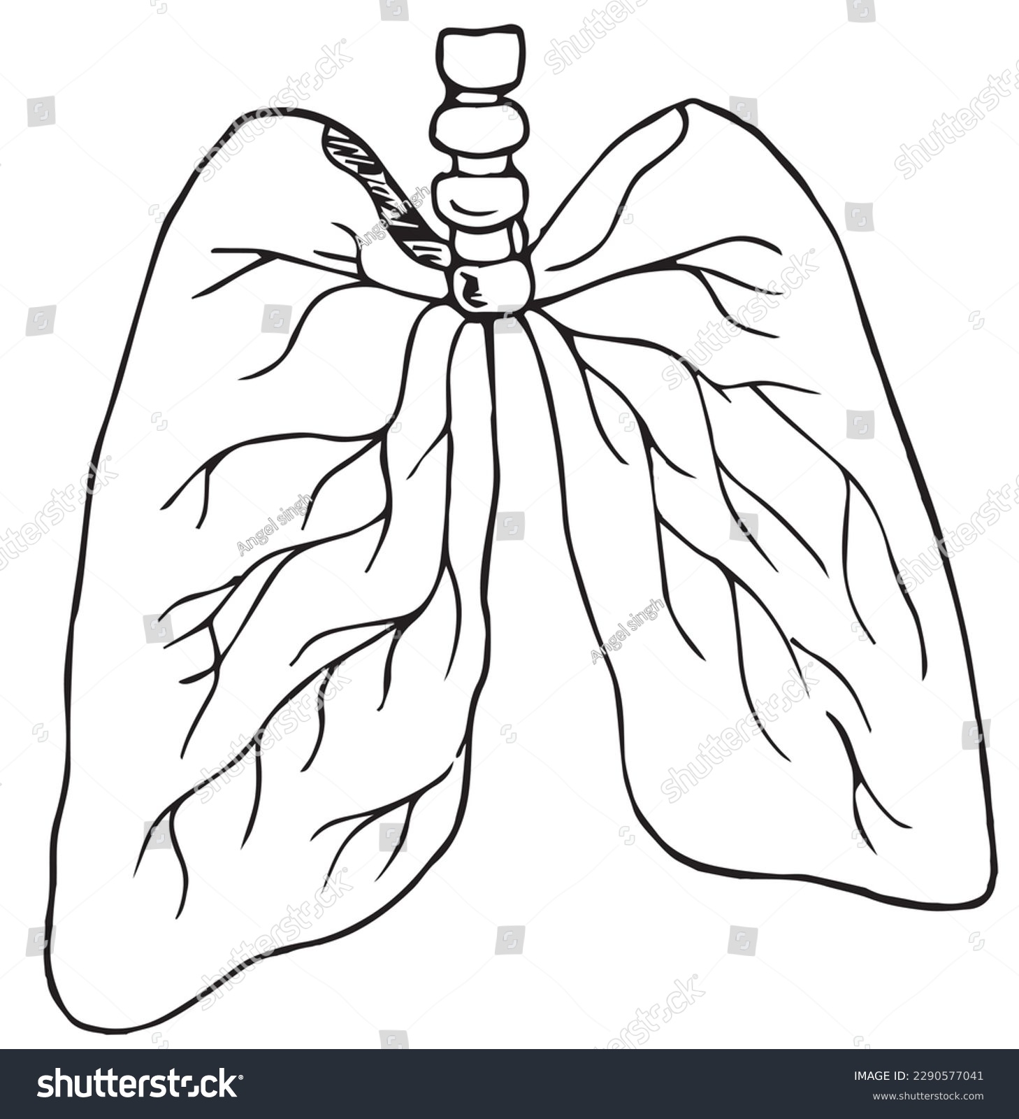 Cute cartoon human lung coloring page stock vector royalty free