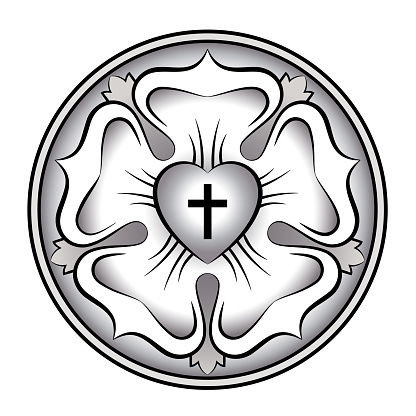 Silver luther rose calligraphic luther seal symbol of lutheranism stock illustration