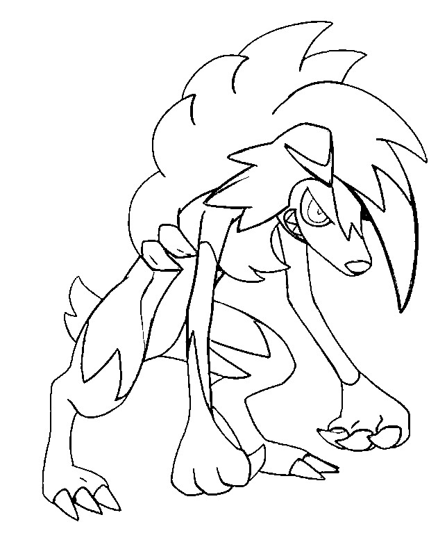 Coloring page pokãmon sun and moon lycanroc midnight form
