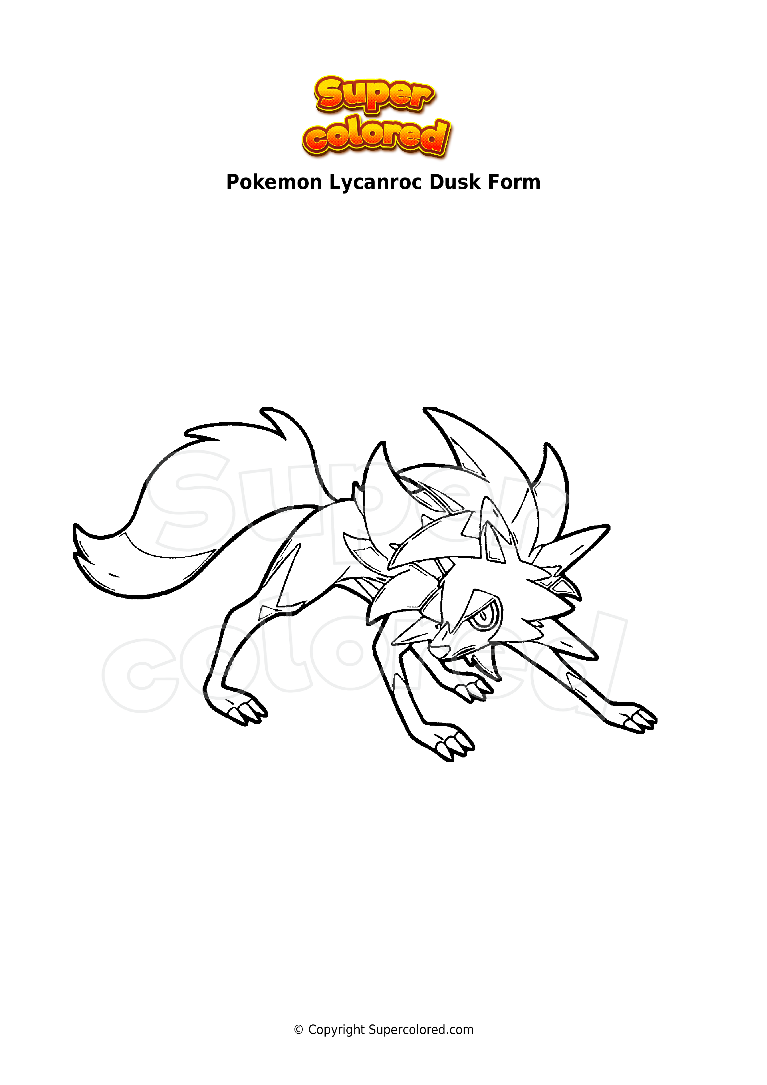 Coloring page pokemon lycanroc dusk form