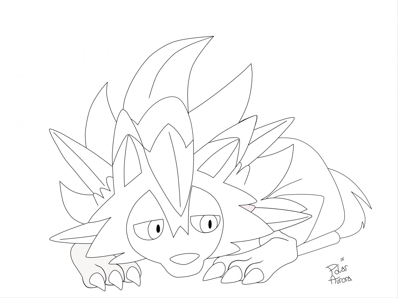 Dusk form lycanroc bw by polaraurora