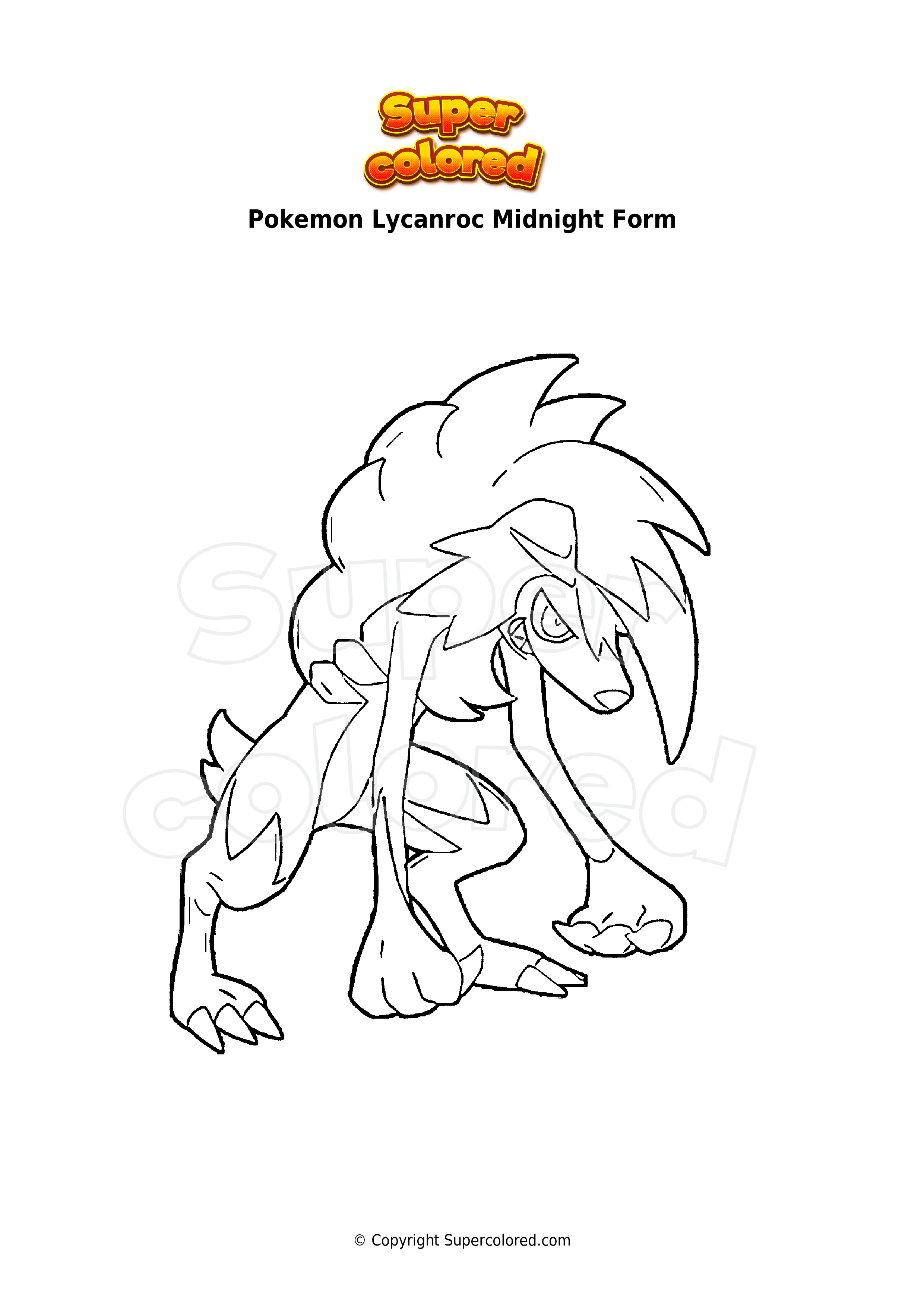 Coloring page pokemon lycanroc midnight form