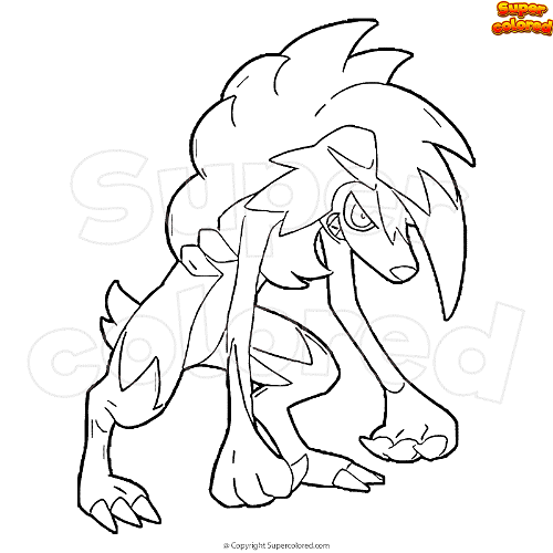 Coloring page pokemon lycanroc midnight form