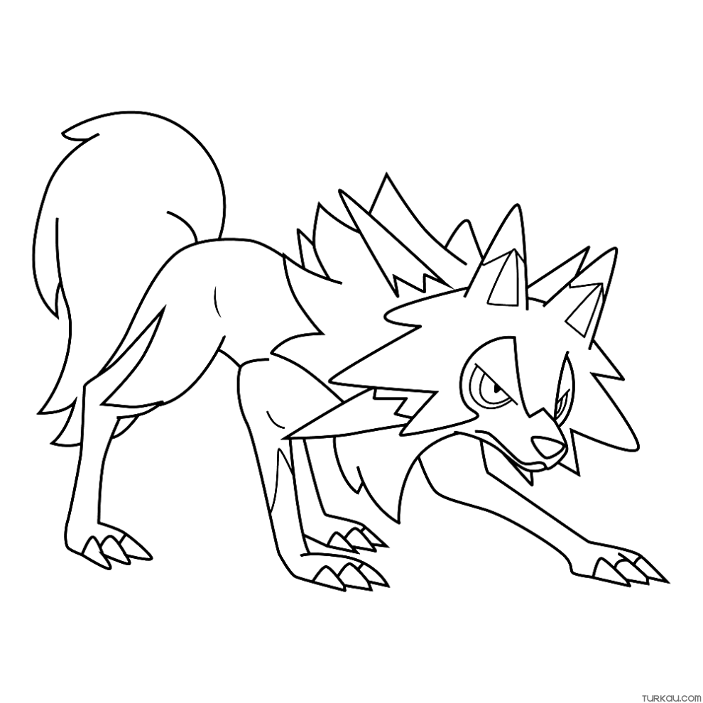 Pokemon lycanroc easy coloring page