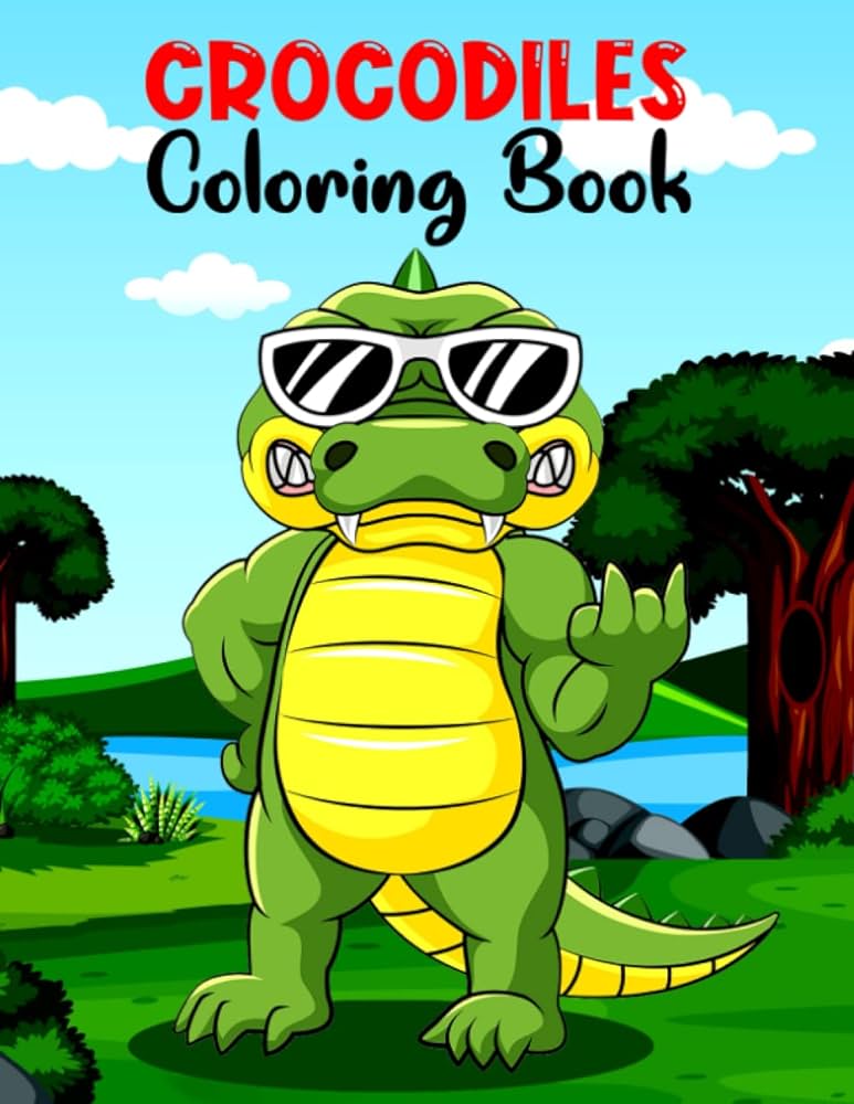 Crocodiles coloring book adorable crocodiles and alligator coloring pages with cute wildlife background for ages