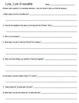 Lyle lyle crocodile activities tpt