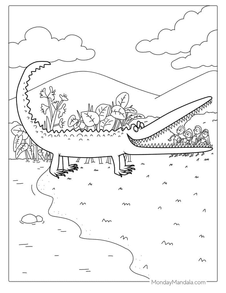 Crocodile coloring pages free pdf printables