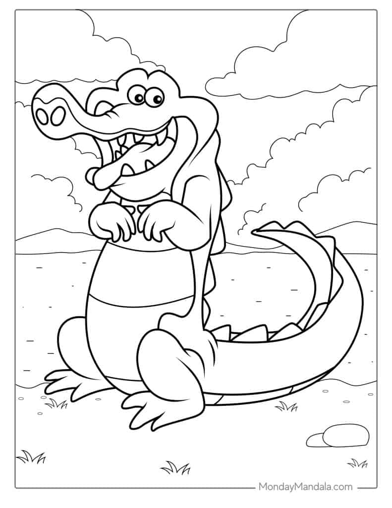 Crocodile coloring pages free pdf printables
