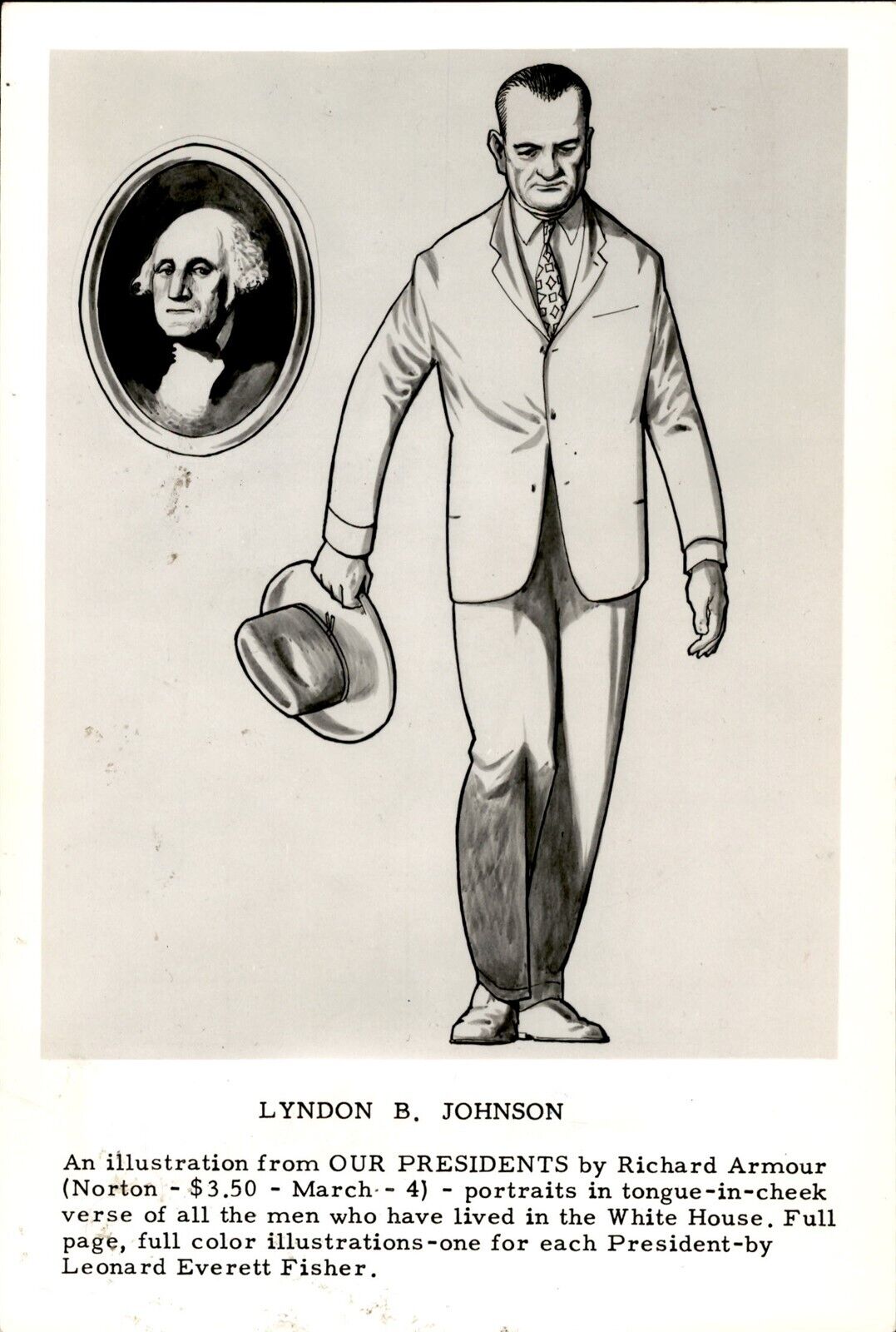 Ld wire photo lyndon b johnson cartoon illustration leonar everett fisher art