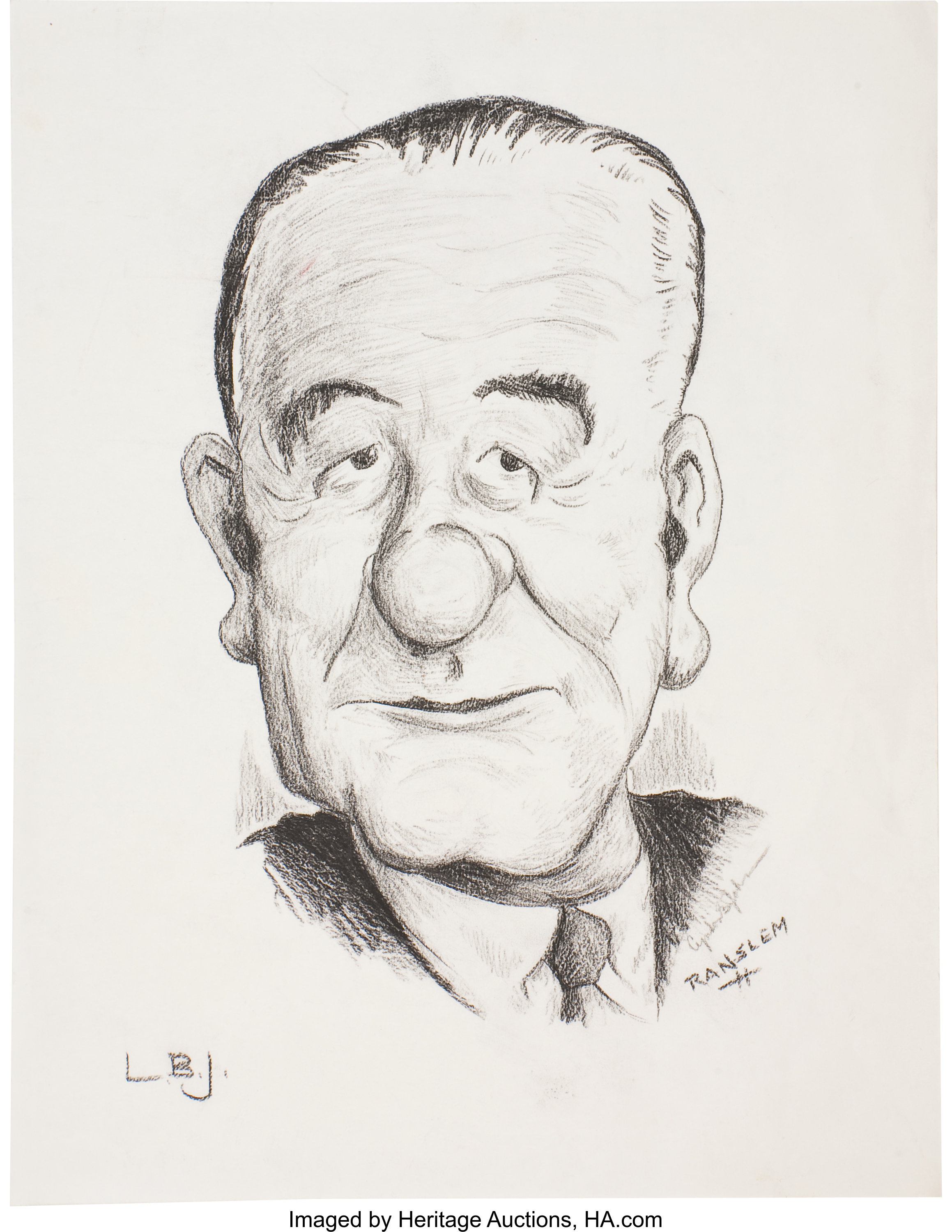 Lyndon b johnson original drawing signed in pencil the crcoal lot heritage auctions