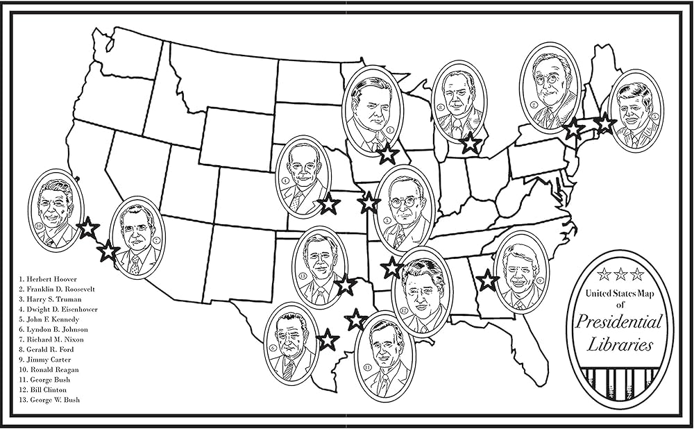 Presidential libraries coloring book dover american history coloring books petruccio steven james books