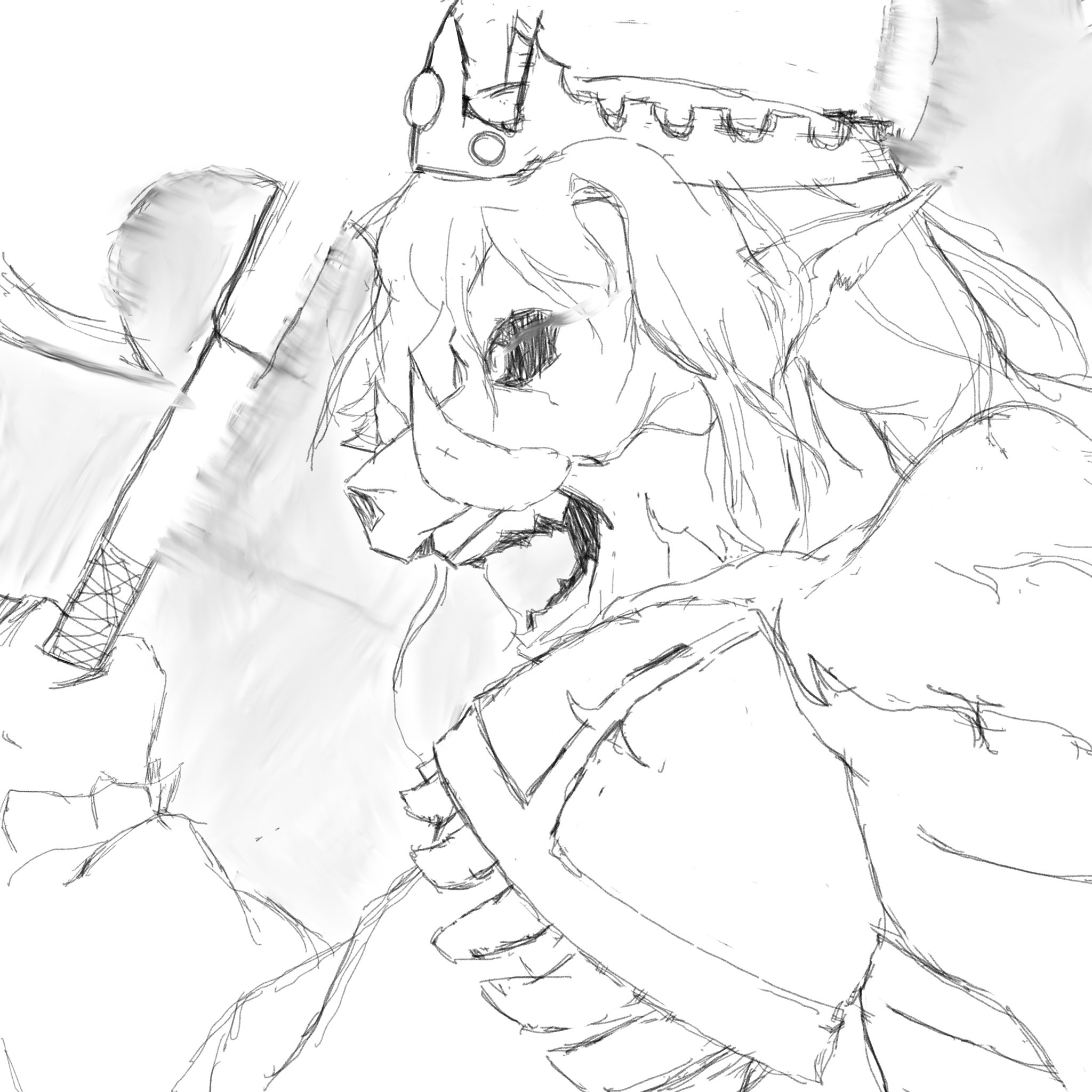 Lurker artist on x my wip for my technoblade tribute i am scared of adding colors because i am not confident it will look good so i am posting this if i