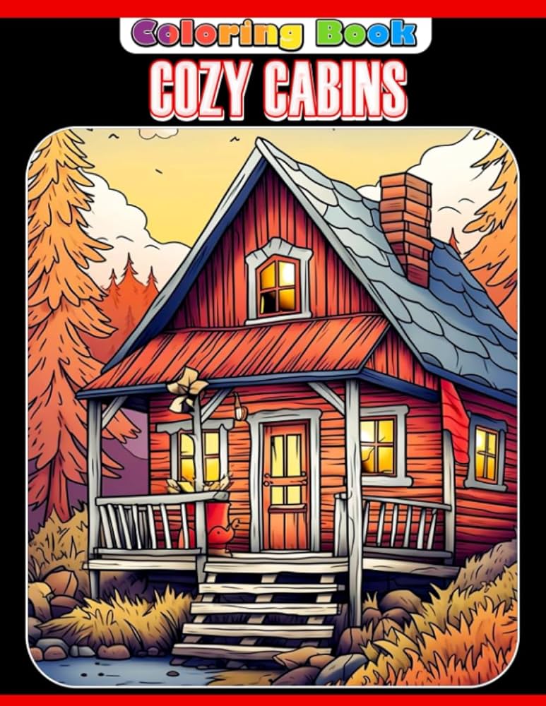 Cozy cabins coloring book fabulous coloring pag featuring charming cabins rustic interiors beautiful landscap and peaceful country scen for all ag to relax and unwind zuniga coral libros