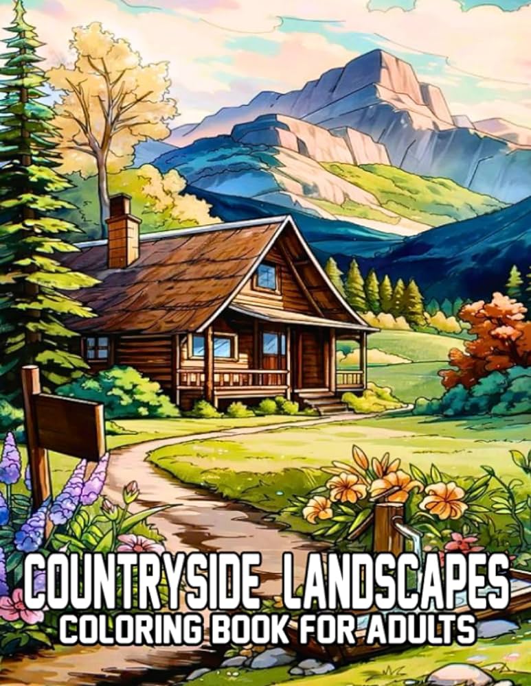 Countryside landscap coloring book for adults an adults countryside landscap coloring book for beautiful coloring landscap pag amazing nature scenery for relaxation and strs relief hous s t shasha tendon