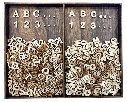 Unidad s mini letras del alfabeto de madera de pulgada y numeros de m
