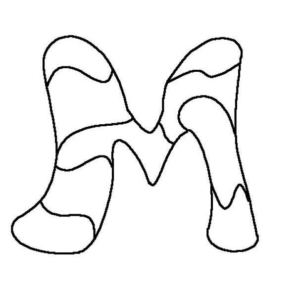 Ornamental letter m coloring page
