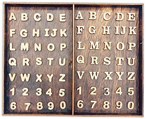 Unidad s mini letras del alfabeto de madera de pulgada y numeros de m