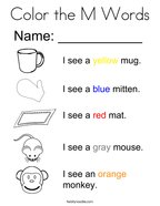Letter m coloring pages