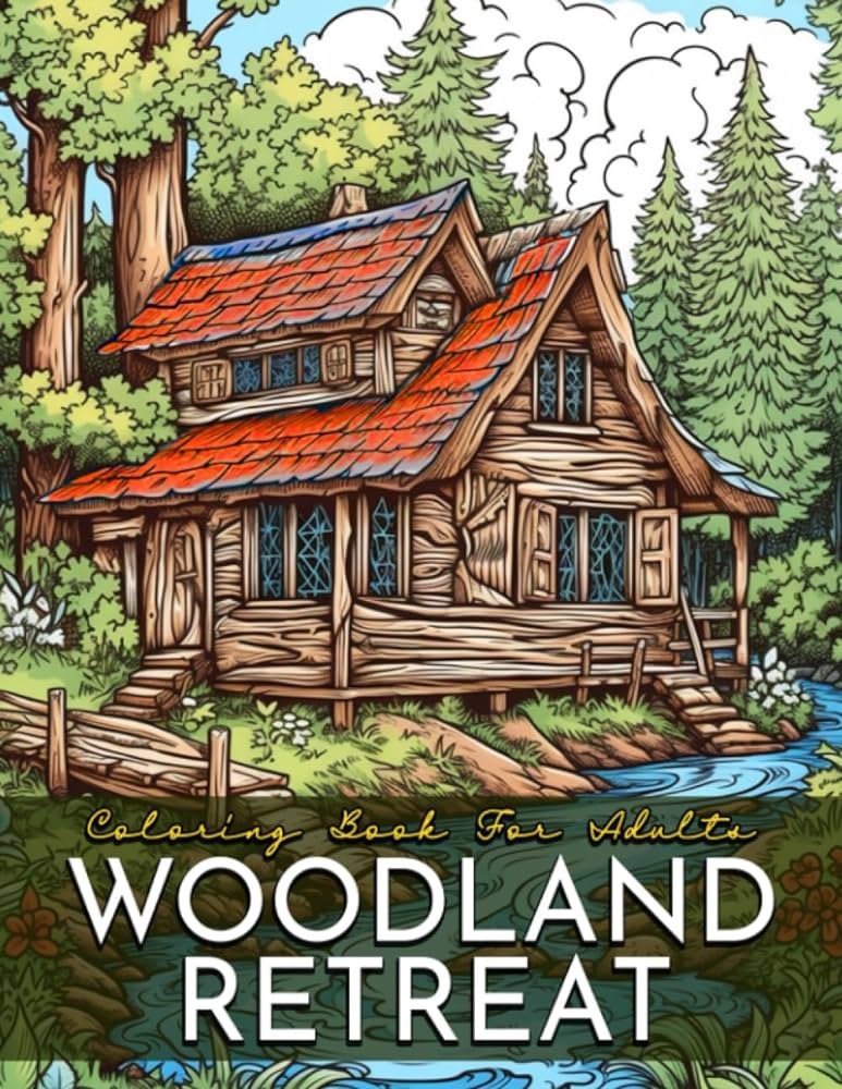 Woodland retreat coloring book for adults pag of tranquil fort hideaways serenity for mindful coloring woodland retreat coloring book for adults and great birthday gift leo abigail fj velage samuel