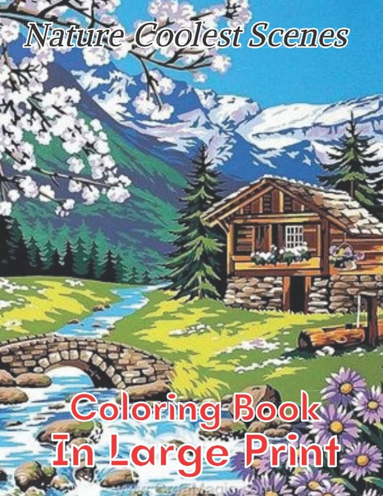 Nature coolt scen coloring book in large print beautiful coloring pag hand
