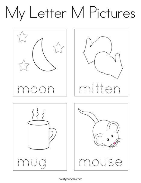 My letter m pictures coloring page coloring pages lettering mini books