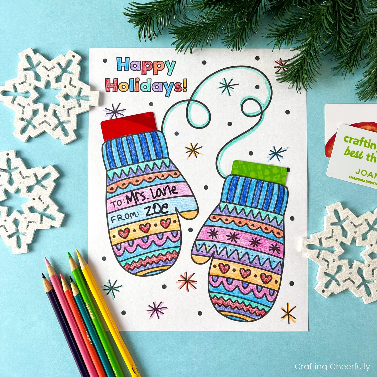 Mitten coloring page gift card holder