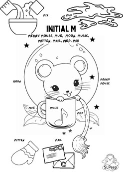 Initial m coloring page articulation speech sound practice by slpeep