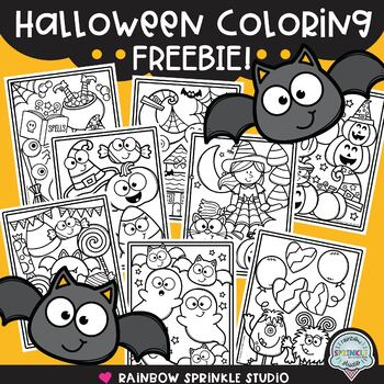Halloween coloring pages freebie by rainbow sprinkle studio