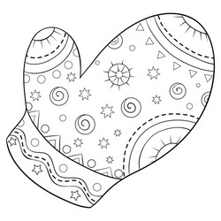 Coloring page mitten vector images over