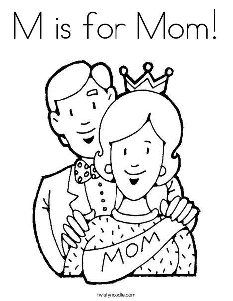 M is for mom coloring page