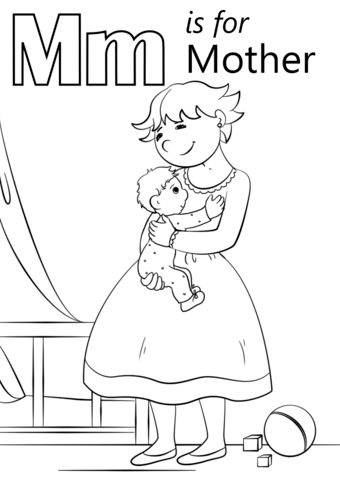 Letter m is for mother coloring page from letter m category select from printableâ kindergarten coloring pages alphabet coloring pages abc coloring pages