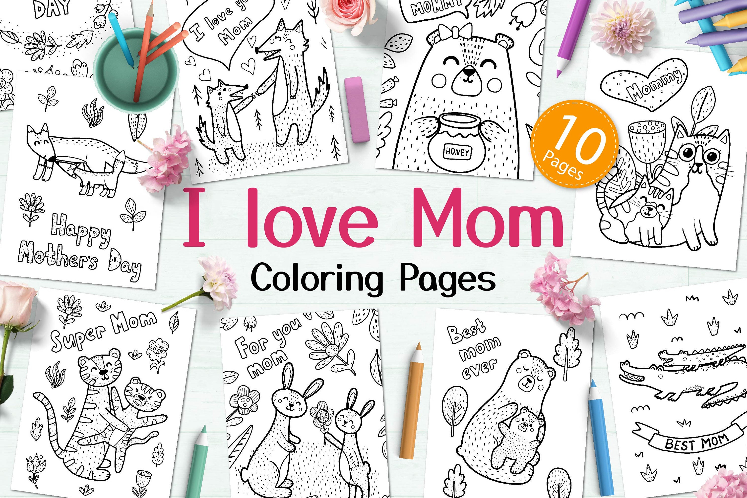 Mothers day coloring book for kids mom coloring pages printable coloring greeting card best mom coloring book mother day gift craft