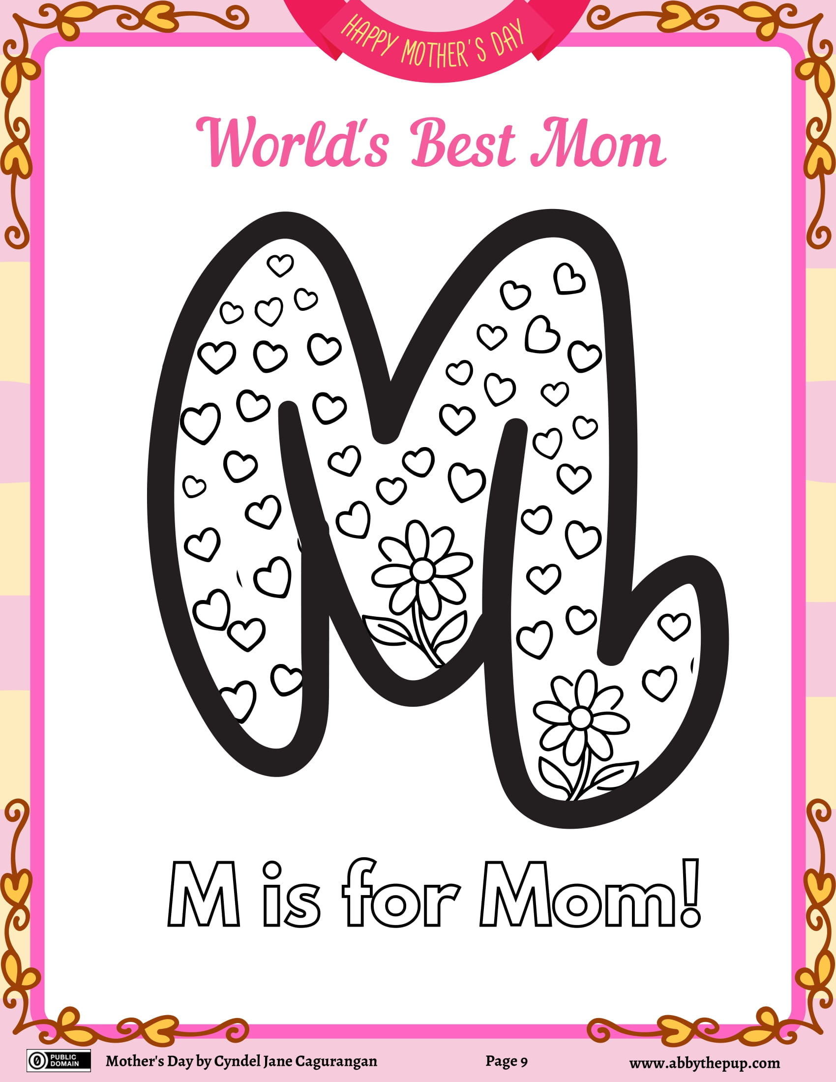 M is for mom coloring page free printable puzzle games