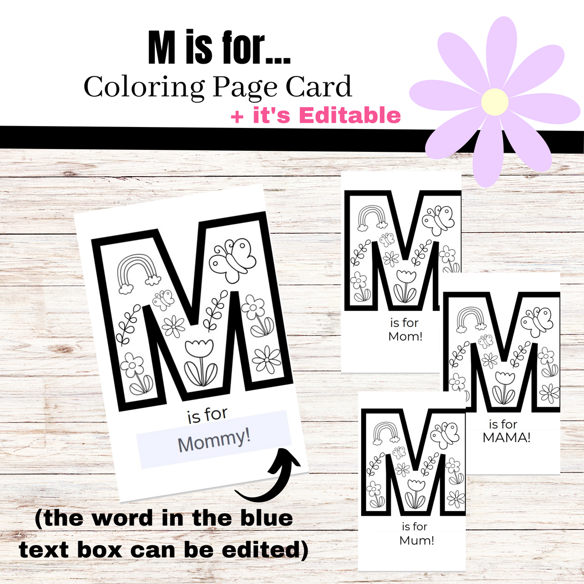 M is for card to color printable mothers day coloring page card â the keele deal