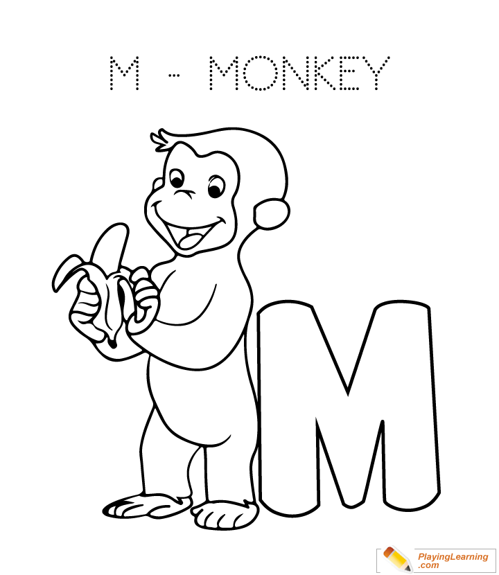 M is for monkey coloring page for kids monkey coloring pages free kids coloring pages alphabet coloring pages
