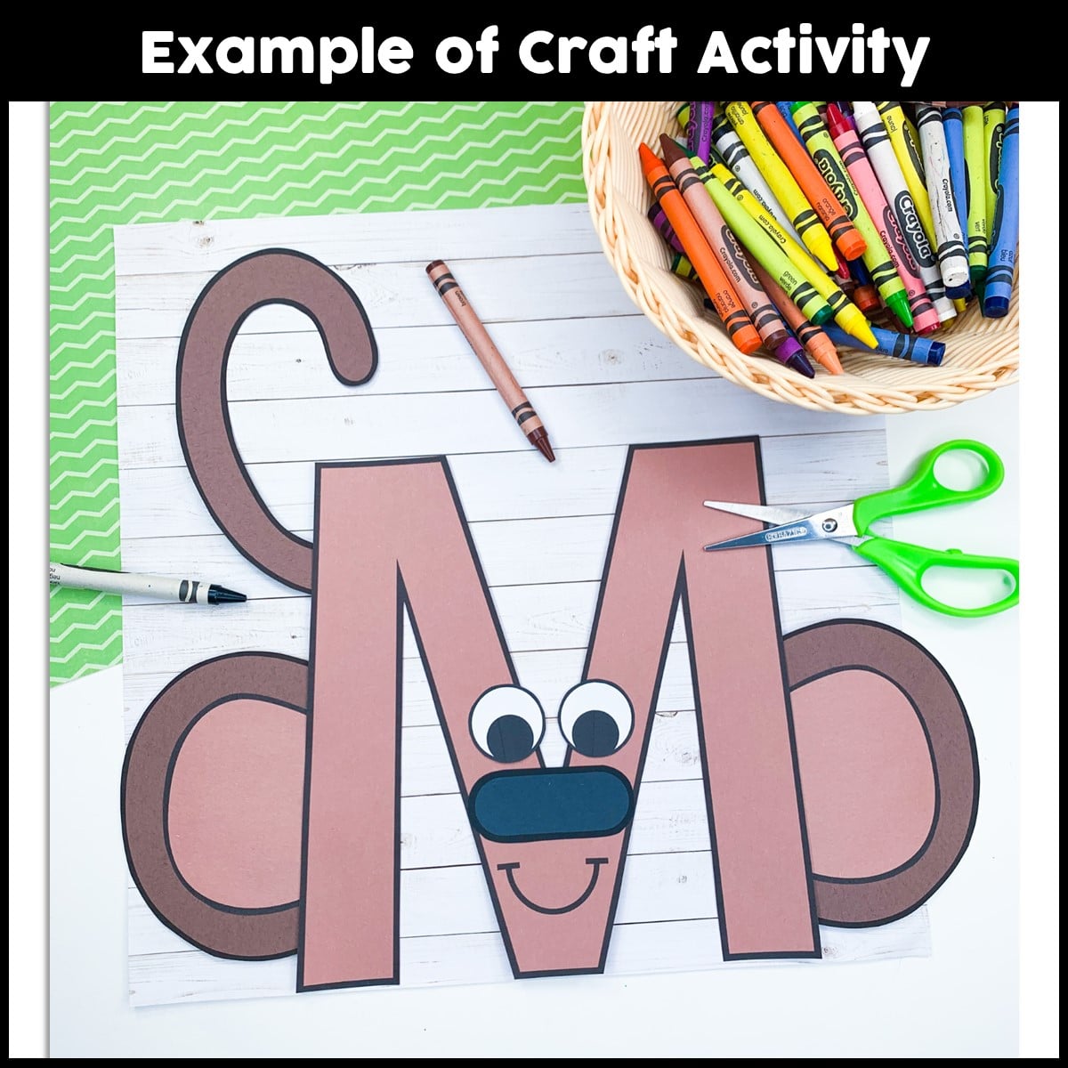 Uppercase letter m is for monkey craft activity