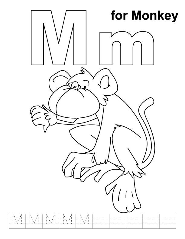 M for monkey loring page with handwriting practice download free m for monkey loring pâ abc loring pages kids handwriting practice school loring pages