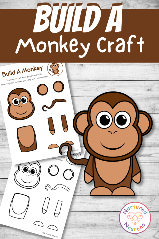 Cute build a monkey craft cut and paste activity for kids