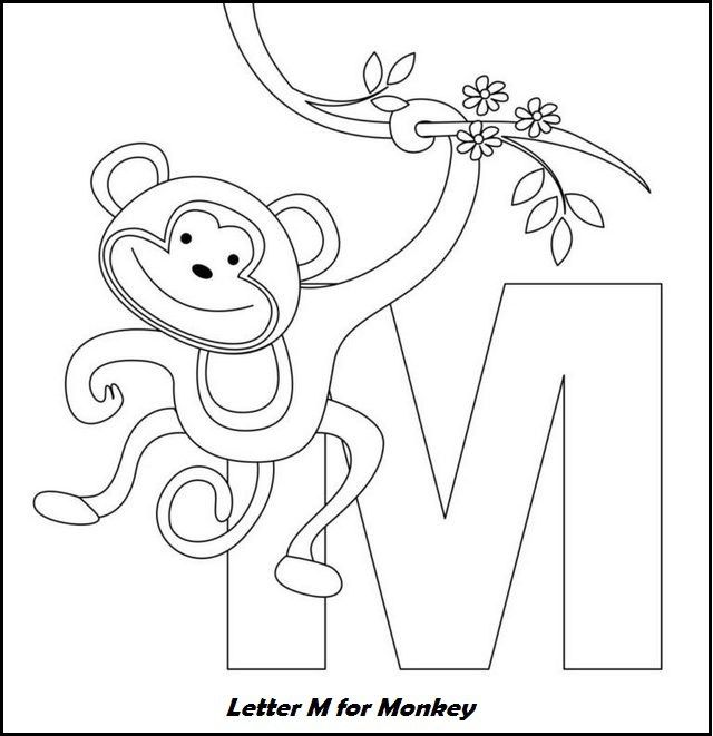 Letter m for monkey coloring page free kids coloring pages alphabet coloring pages monkey coloring pages