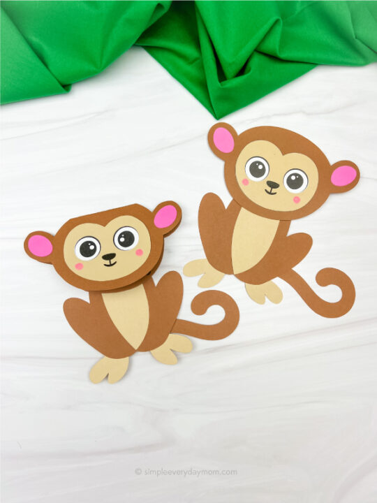 Cute monkey craft for kids free template