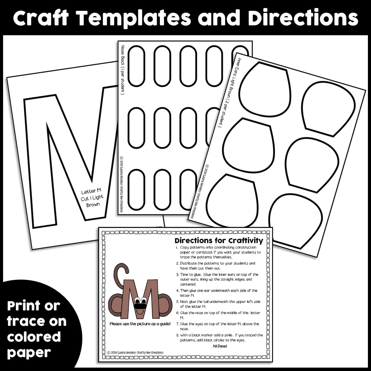 Uppercase letter m is for monkey craft activity